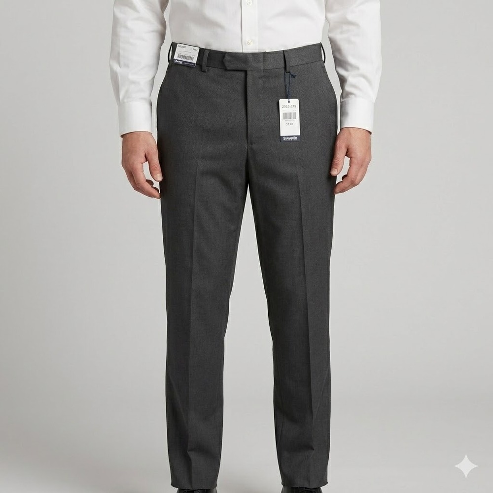 Edwards Garment Charcoal Grey Flat Front Dress Pants 38 x Unfinished NWT‎